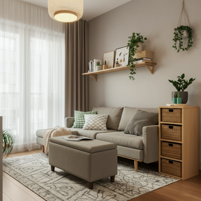 7 Clever Storage Solutions for Small Living Rooms with No Closet