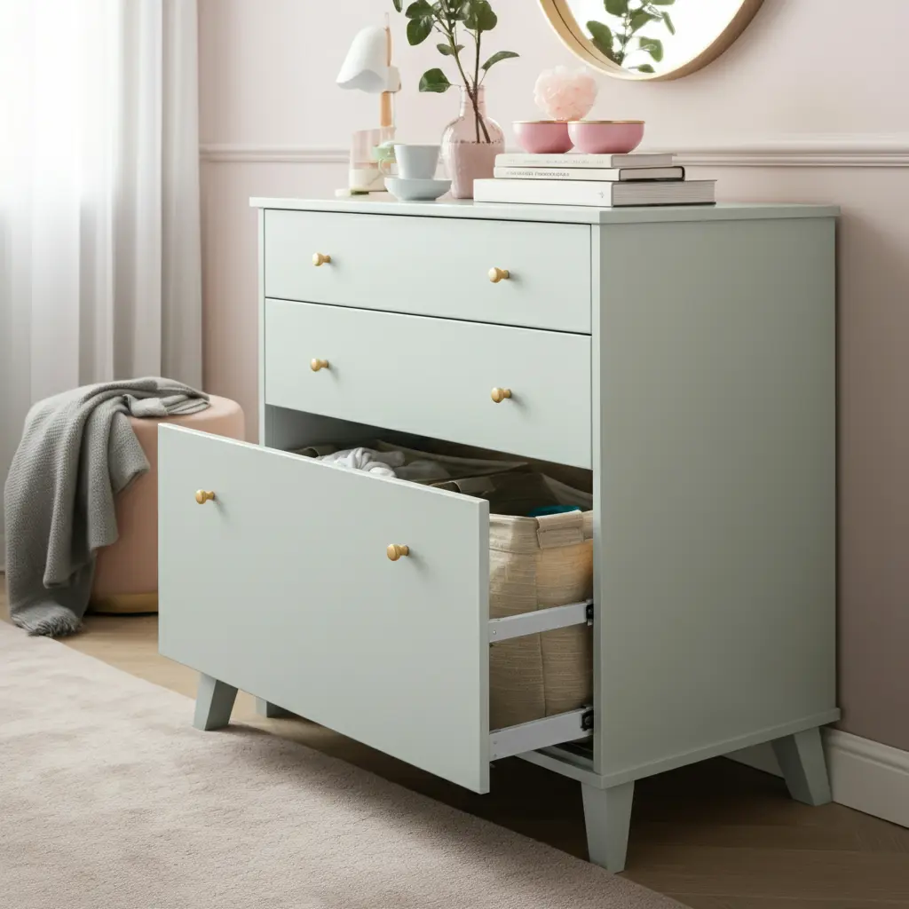 A Dresser or Nightstand with a Hamper Drawer