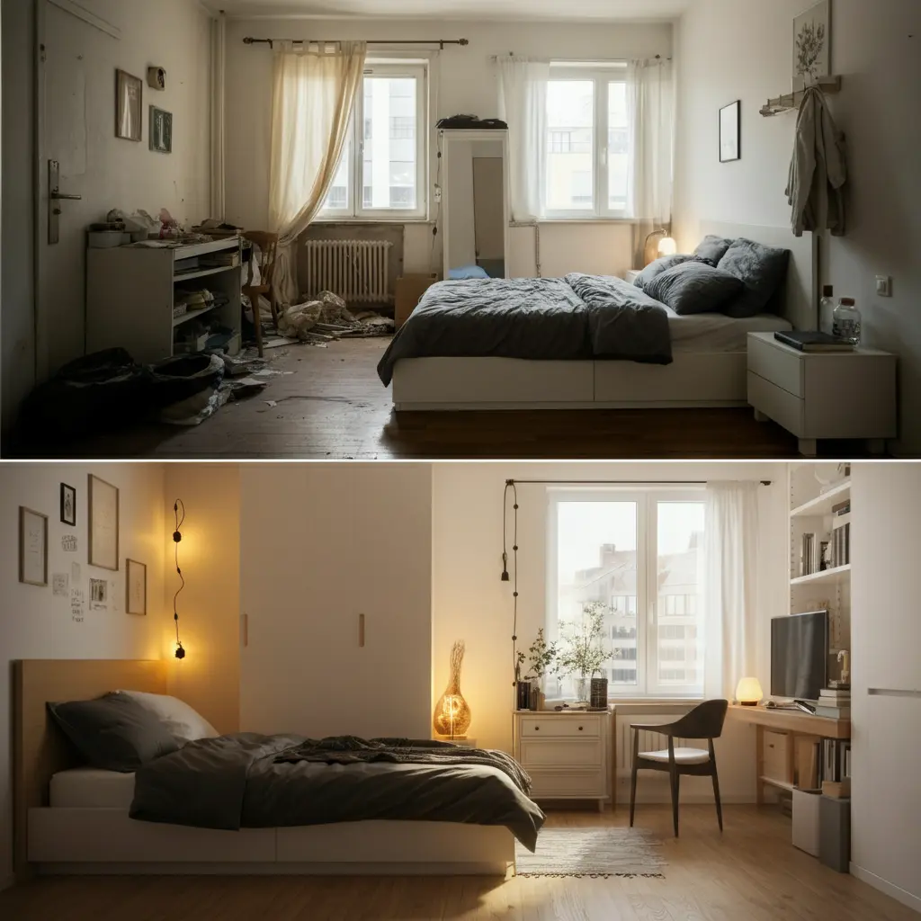 See amazing small bedroom makeovers! Get inspired with before-and-after photos and practical tips to transform your own space. Click for ideas