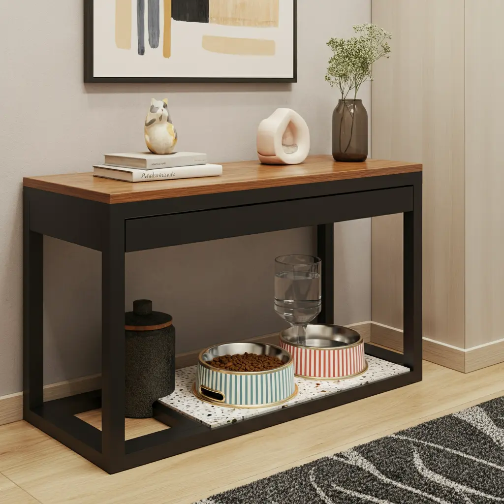 Under a Console Table or Bench