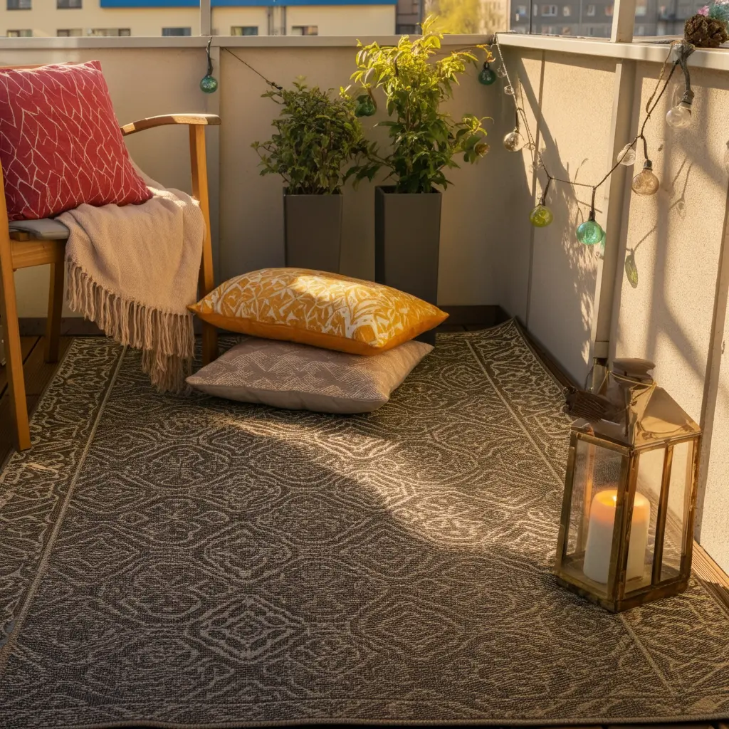 Outdoor Rugs and Textiles to Transform a Small Balcony