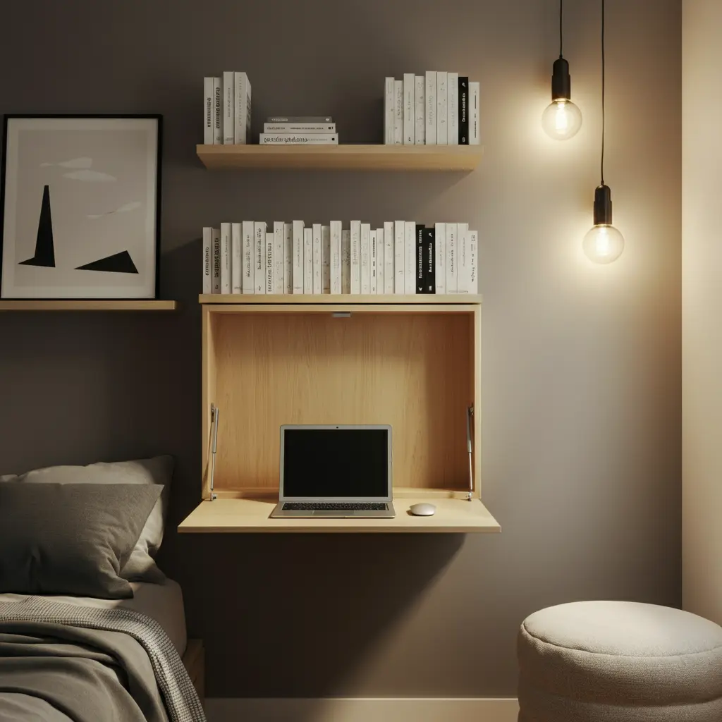 Wall-Mounted Shelving and Desks