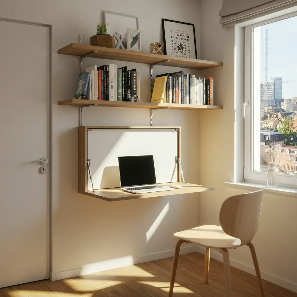Wall-Mounted Shelving and Desks