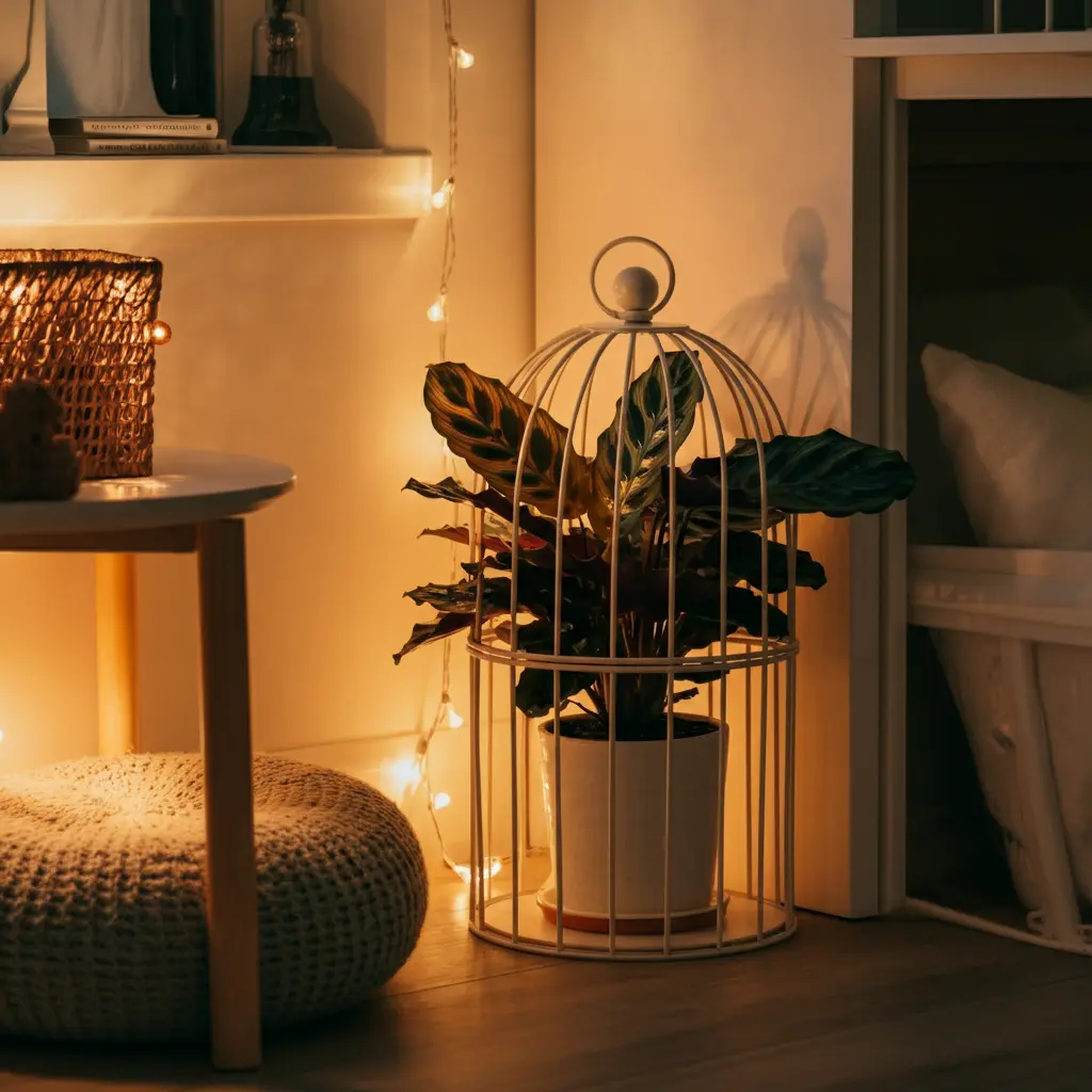 Use a Decorative Plant Cage or Terrarium