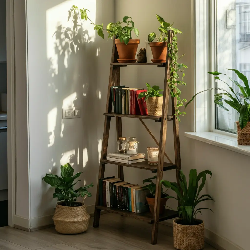 Upcycled Ladder Shelves