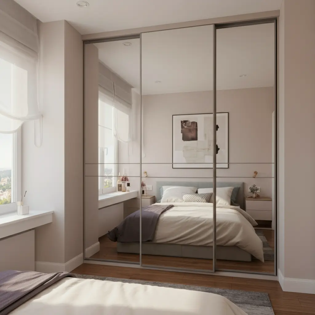 Mirrored Sliding Doors for a Brighter, Bigger Room