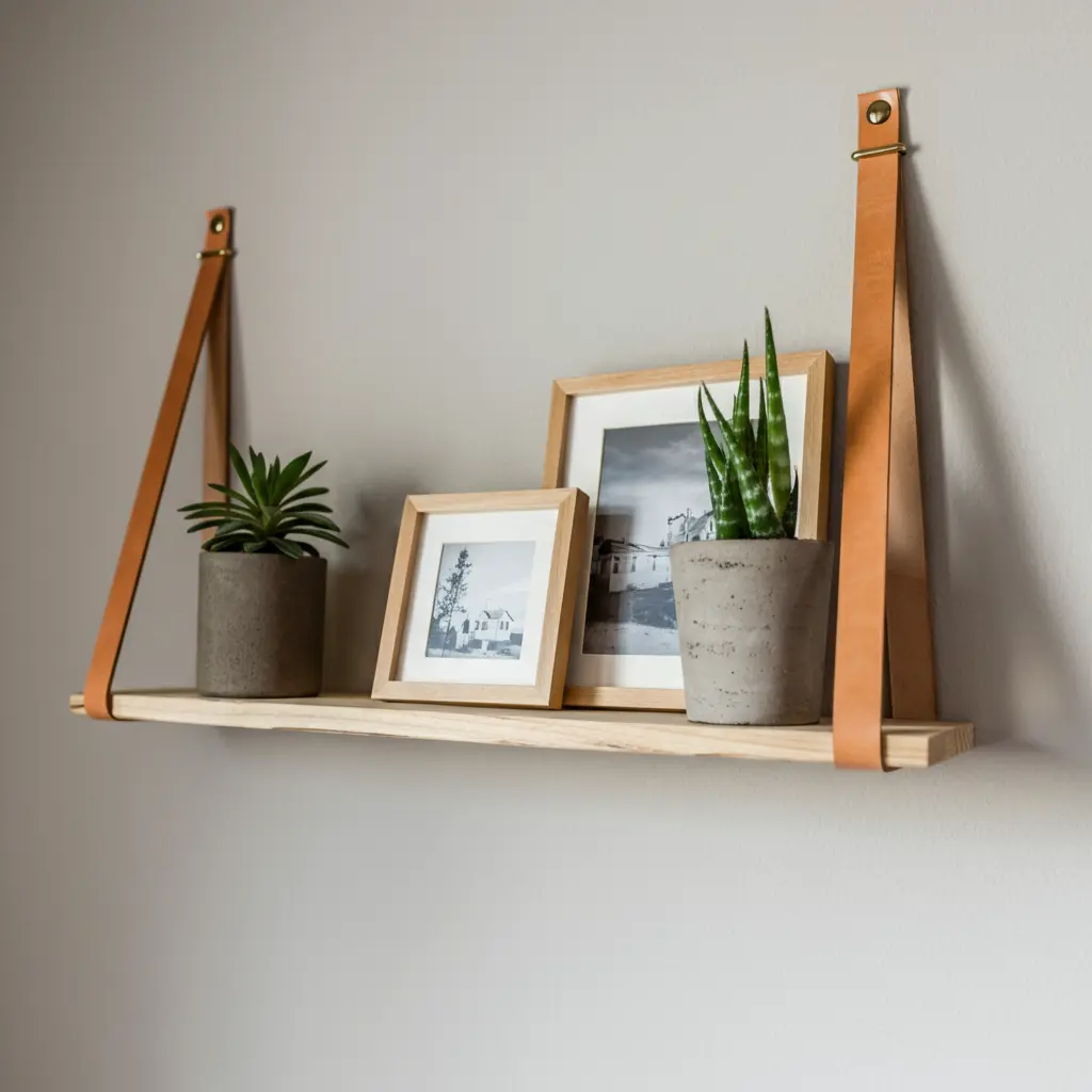 Suspended Rope or Leather Strap Shelves