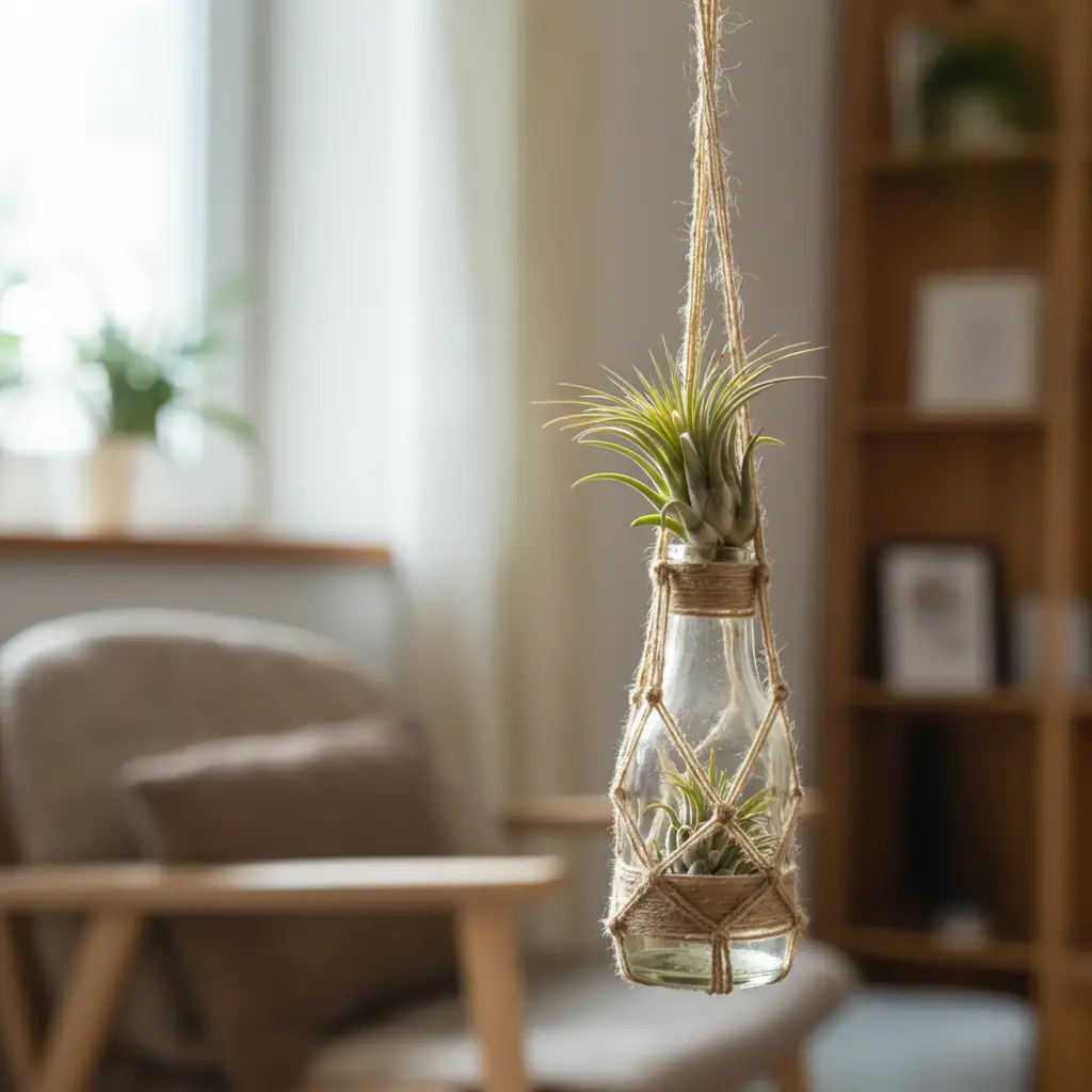 Rustic Twine-Wrapped Bottle Planter