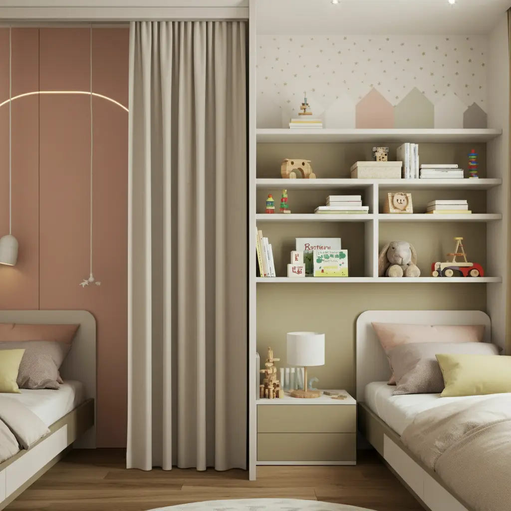 Divide the Room with Curtains or Shelves